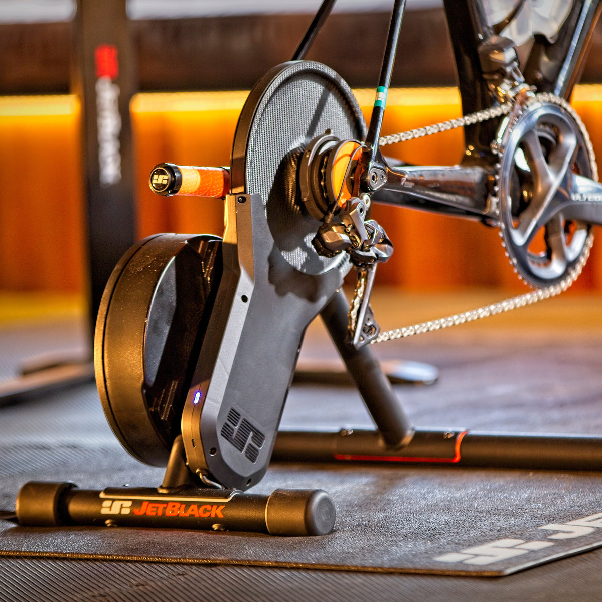 Jetblack Victory trainer with bike installed indoor cycling